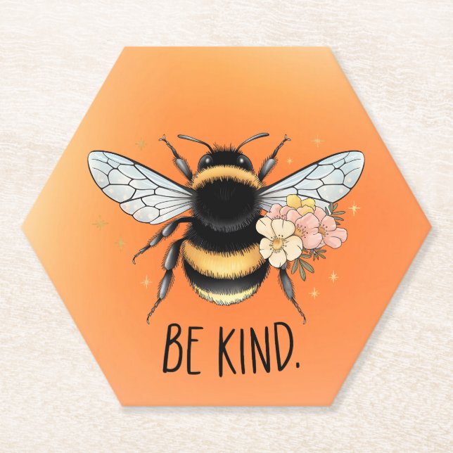 Be Kind Honey Bee Clipart-57650 Paper Coaster (Front)