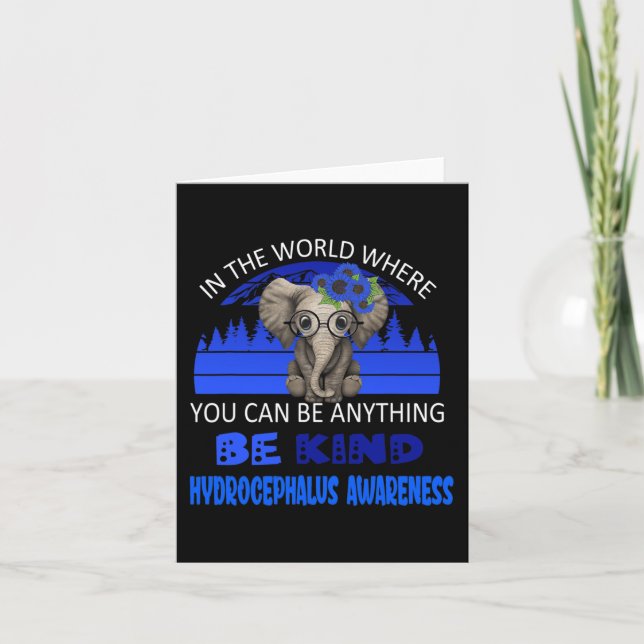 Be Kind Hydrocephalus Awareness Elephant Retro Bac Card (Front)