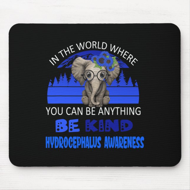 Be Kind Hydrocephalus Awareness Elephant Retro Bac Mouse Mat (Front)