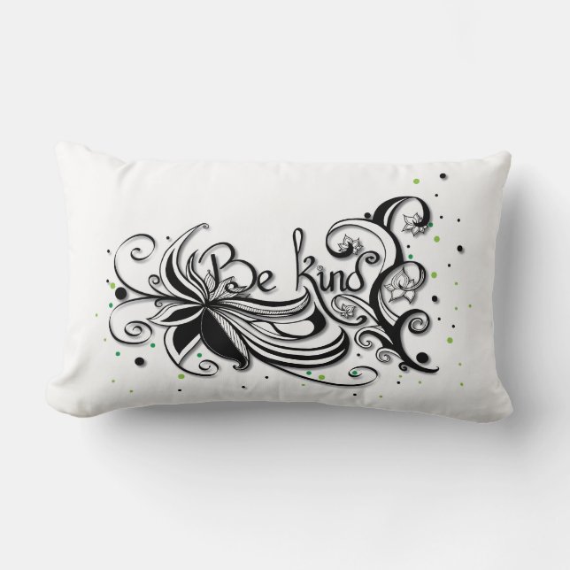BE KIND! Inspirational calligraphy quote Lumbar Cushion (Front)