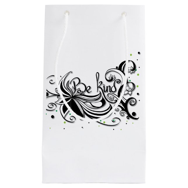 BE KIND! Inspirational calligraphy quote Small Gift Bag (Front)