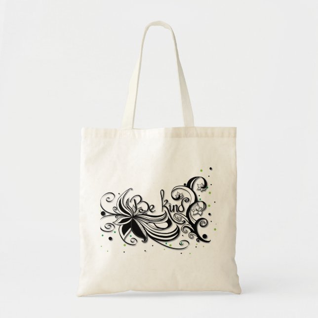 BE KIND! Inspirational calligraphy quote Tote Bag (Front)