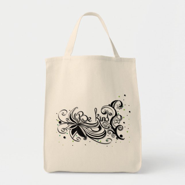 BE KIND! Inspirational calligraphy quote Tote Bag (Front)