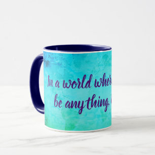 Be kind inspirational quote blue green mug