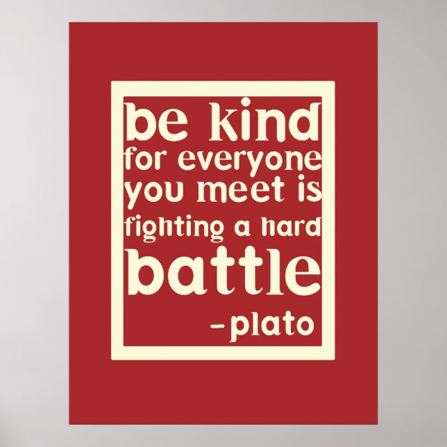 Be Kind Inspirational Words Poster - Red (Front)