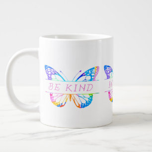 Be Kind, Inspire, Love - Colorful Butterfly Large Coffee Mug
