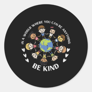 Be Kind Kids Earth Anti Bullying Unity Day Orange  Classic Round Sticker
