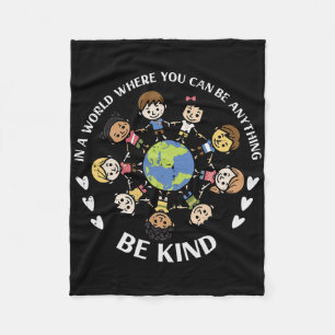 Be Kind Kids Earth Anti Bullying Unity Day Orange Fleece Blanket