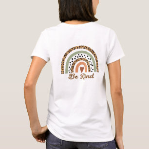 Be Kind Leopard Print Rainbow Back & Front T-Shirt