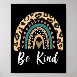 Be Kind Leopard Rainbow Kindness Inspirational Gir Poster