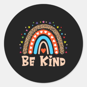Be Kind Leopard Rainbow Positive Affirmation Classic Round Sticker