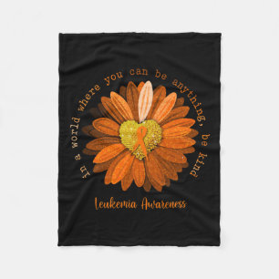 Be Kind Leukaemia Awareness Orange Ribbon  Fleece Blanket