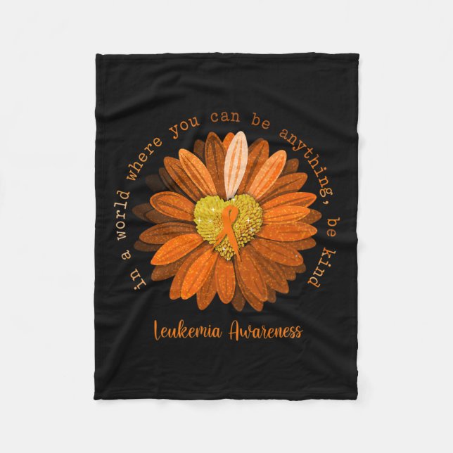 Be Kind Leukaemia Awareness Orange Ribbon  Fleece Blanket (Front)