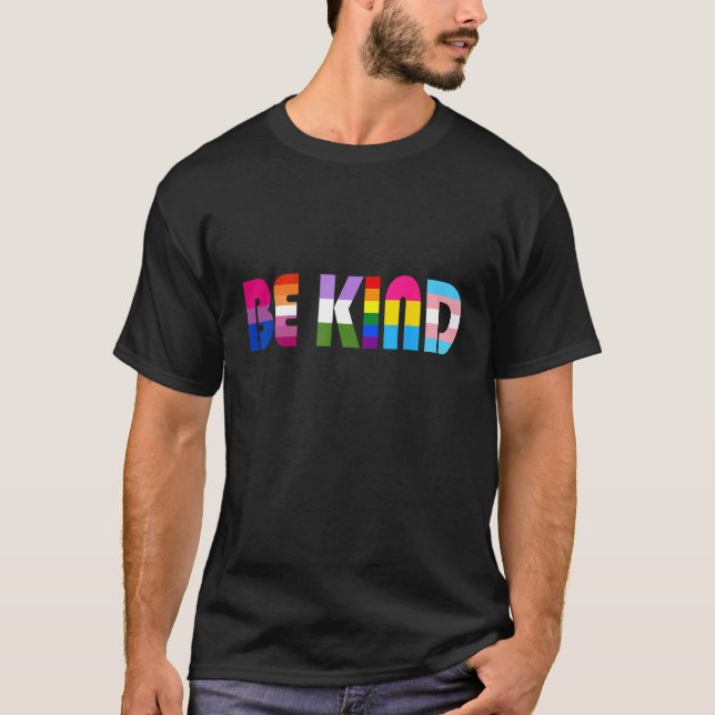 Be Kind LGBT Flag Gay Les Pride Month Transgender  T-Shirt (Front)