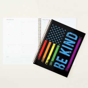 Be Kind Lgbt Lgbtq Gay Pride Rainbow Planner