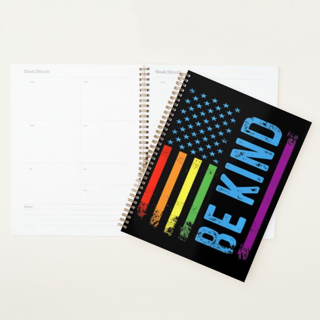 Be Kind Lgbt Lgbtq Gay Pride Rainbow Planner (Display)