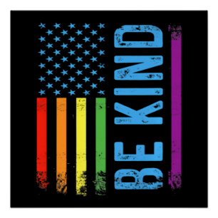 Be Kind Lgbt Lgbtq Gay Pride Rainbow Poster
