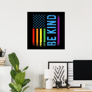 Be Kind Lgbt Lgbtq Gay Pride Rainbow Poster