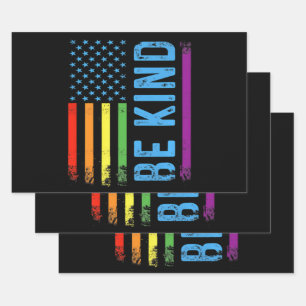 Be Kind Lgbt Lgbtq Gay Pride Rainbow Wrapping Paper Sheet