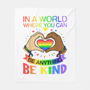 Be Kind LGBT Pride Rainbow Equality Awareness Tee Fleece Blanket