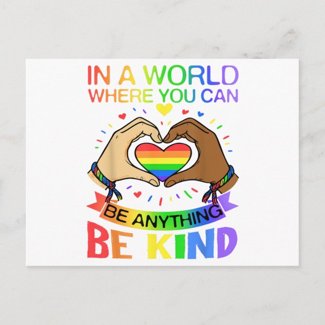 Be Kind LGBT Pride Rainbow Equality Awareness Tee Holiday Postcard (Front)