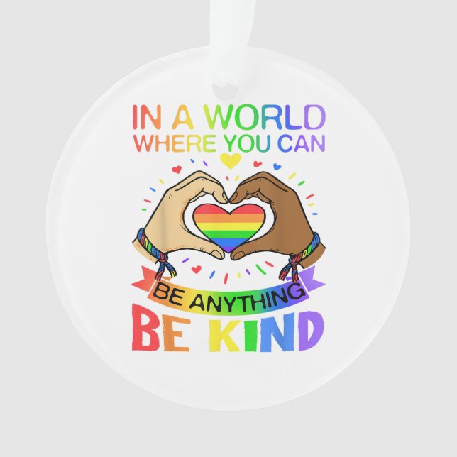 Be Kind LGBT Pride Rainbow Equality Awareness Tee Ornament (Front)