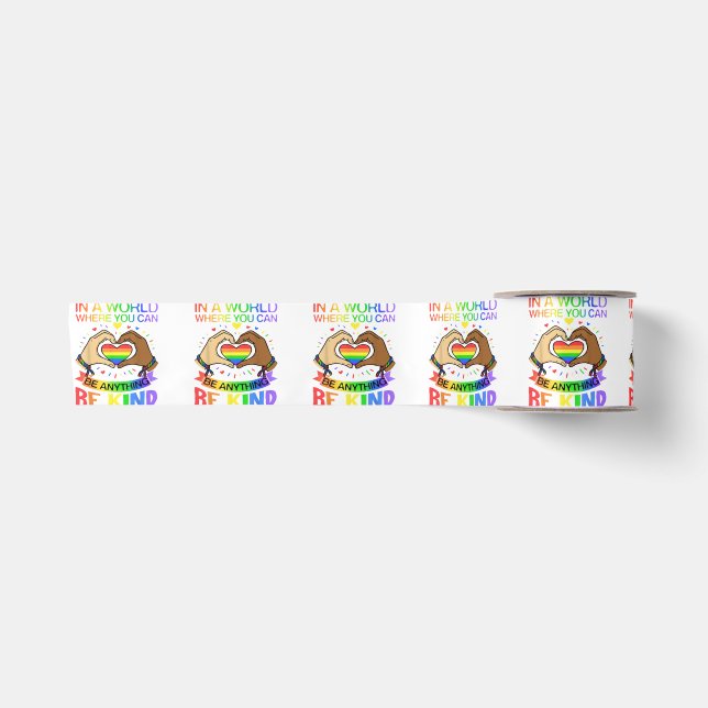 Be Kind LGBT Pride Rainbow Equality Awareness Tee Satin Ribbon (Front)