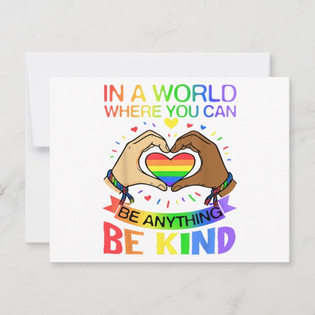 Be Kind LGBT Pride Rainbow Equality Awareness Tee Save The Date (Front)