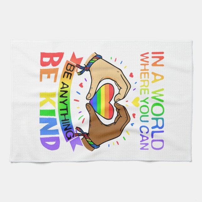 Be Kind LGBT Pride Rainbow Equality Awareness Tee Tea Towel (Horizontal)