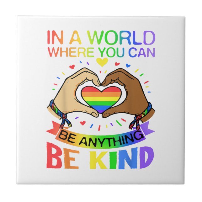 Be Kind LGBT Pride Rainbow Equality Awareness Tee Tile (Front)