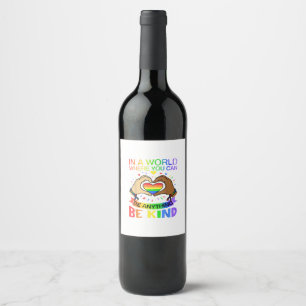 Be Kind LGBT Pride Rainbow Equality Awareness Tee Wine Label
