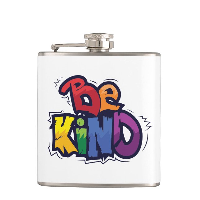 Be Kind | LGBTQ | Rainbow | Pride Month Hip Flask (Front)