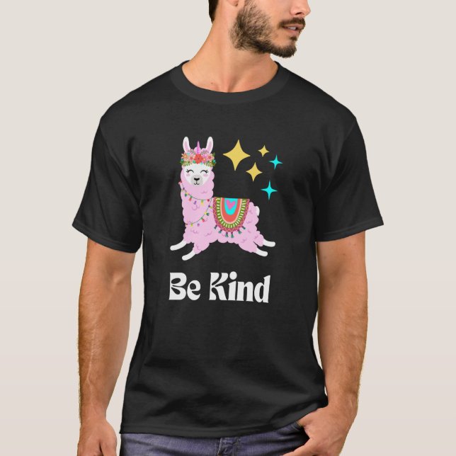 Be Kind Llama Kindness Cute Women's Empathy Pink B T-Shirt (Front)
