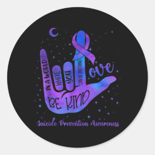 Be Kind Love Tie Dye Hand Sign Prevention Classic Round Sticker