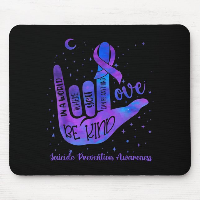 Be Kind Love Tie Dye Hand Sign Prevention Mouse Mat (Front)