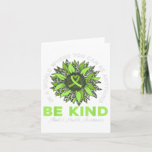 Be Kind Mental Health Awareness Green Ribbon Brain Card