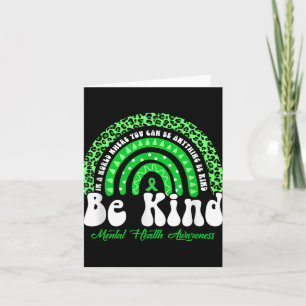 Be Kind Mental Health Awareness Leopard Rainbow Ki Card