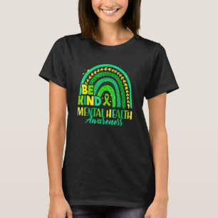 Be Kind Mental Health Awareness Leopard Rainbow Ki T-Shirt