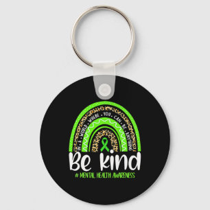 Be Kind Mental Health Awareness Leopard Rainbow Me Key Ring