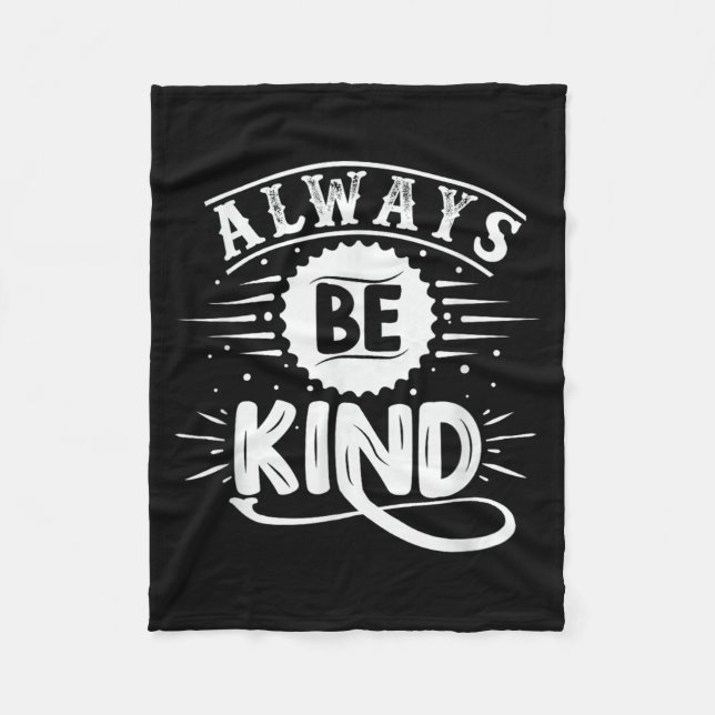 Be Kind Minimalist Love Kindness Positive Fleece Blanket (Front)