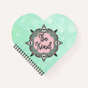 Be Kind   Mint Green and Pink Notebook