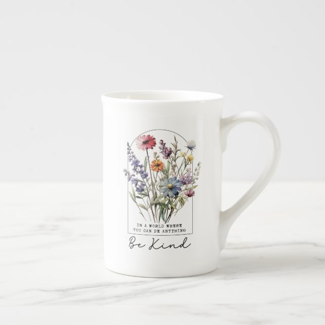 Be Kind Mug – Watercolor Wildflower Kindness  (Right)