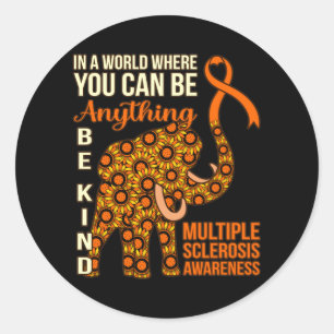 Be Kind Multiple Sclerosis Awareness Support Graph Classic Round Sticker