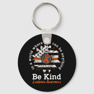 Be Kind Orange Ribbon Sunflower Kindness Leukaemia Key Ring