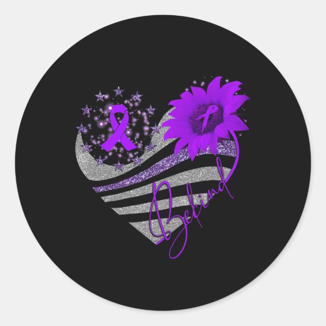 Be Kind Overdose Awareness Sunflower Ribbon Purple Classic Round Sticker (Front)
