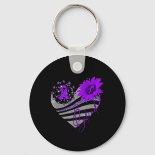 Be Kind Overdose Awareness Sunflower Ribbon Purple Key Ring