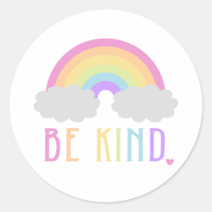 Be Kind Pastel Rainbow Classic Round Sticker