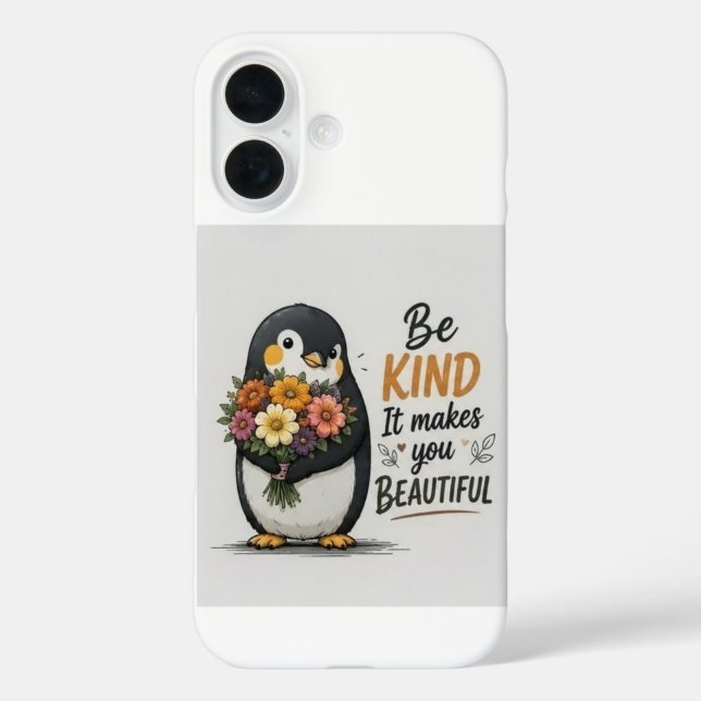 Be Kind Penguin Phone Case | Cute Penguin with Flo (Back)