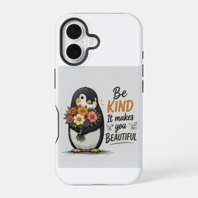 Be Kind Penguin Phone Case | Cute Penguin with Flo (Back)