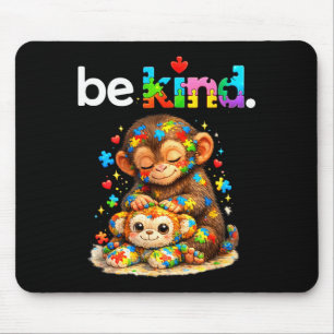 Be kind punch monkey colourful puzzle autism mouse mat